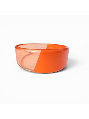 Vintage Orange Resin Bangle Bracelet, Wide Two Tone Bracelet, Chunky Statement